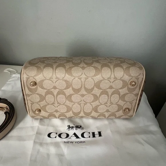 Coach Rowan Satchel BagIn Blocked Signature Canvas And Matching Wallet